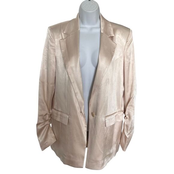 ZARA Satin Blazer Jacket Color Beige, Size S - Picture 1 of 10